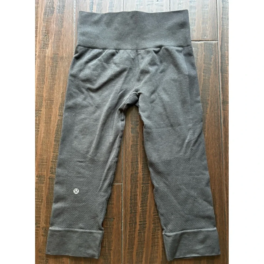 Lululemon Ebb To Street Pants Leggings 4 Heathered Gray Seamless Knit Sculp